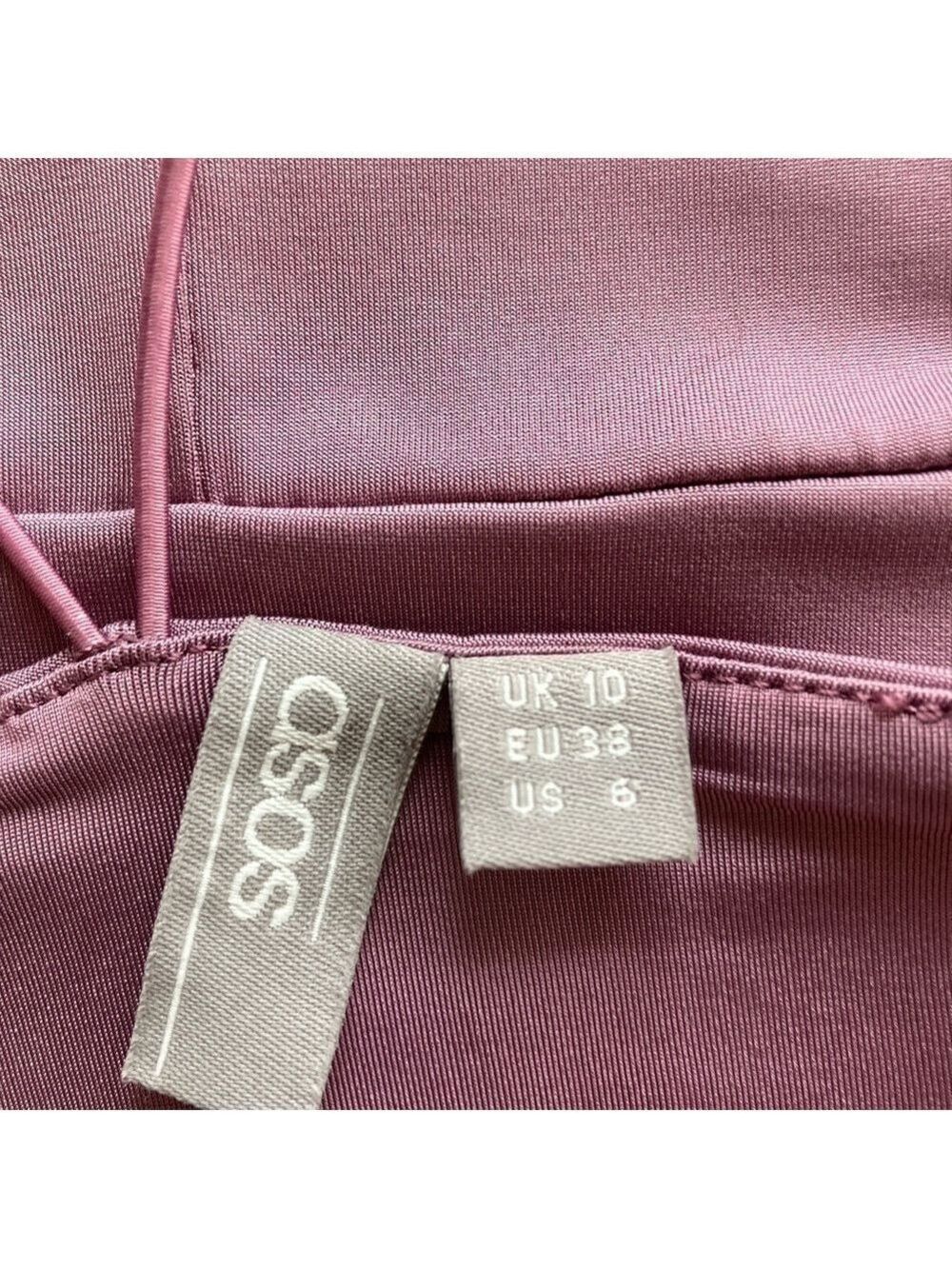 ASOS Babydoll Cami Maxi Dress Bodycon Curved Split Lilac Mean Girls Y2K 90s US 6 - Picture 13 of 13